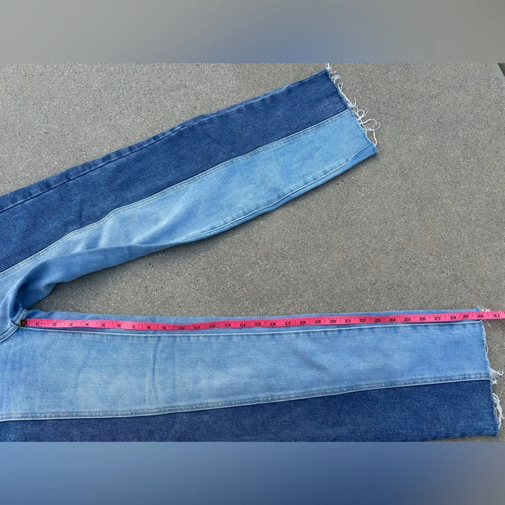 Pacsun 90's Boyfiend Two Tone High Rise 5 Pocket Long Leg Denim Blue Jeans Sz 25 - Picture 6 of 11